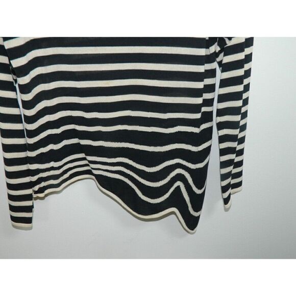 Jean Paul GAULTIER Sweater Medium‎ Blue White Striped Knit Asymmetric Wave Hem - Picture 4 of 8
